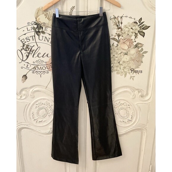 Lulus City Status Pants Women's XS Black Vegan Leather Hi Rise Bootcut NWT - Picture 14 of 16